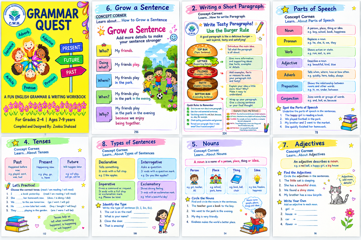 Grammar Quest — Fun English Grammar Adventure Workbook (Ages 7-9, Grade 2-4)