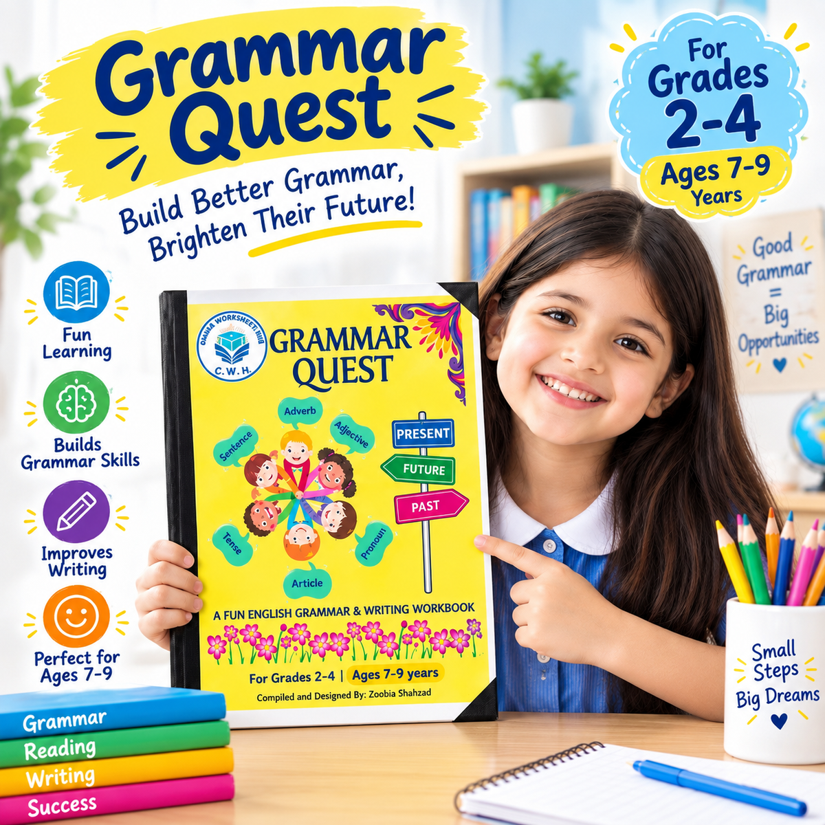 Grammar Quest — Fun English Grammar Adventure Workbook (Ages 7-9, Grade 2-4)