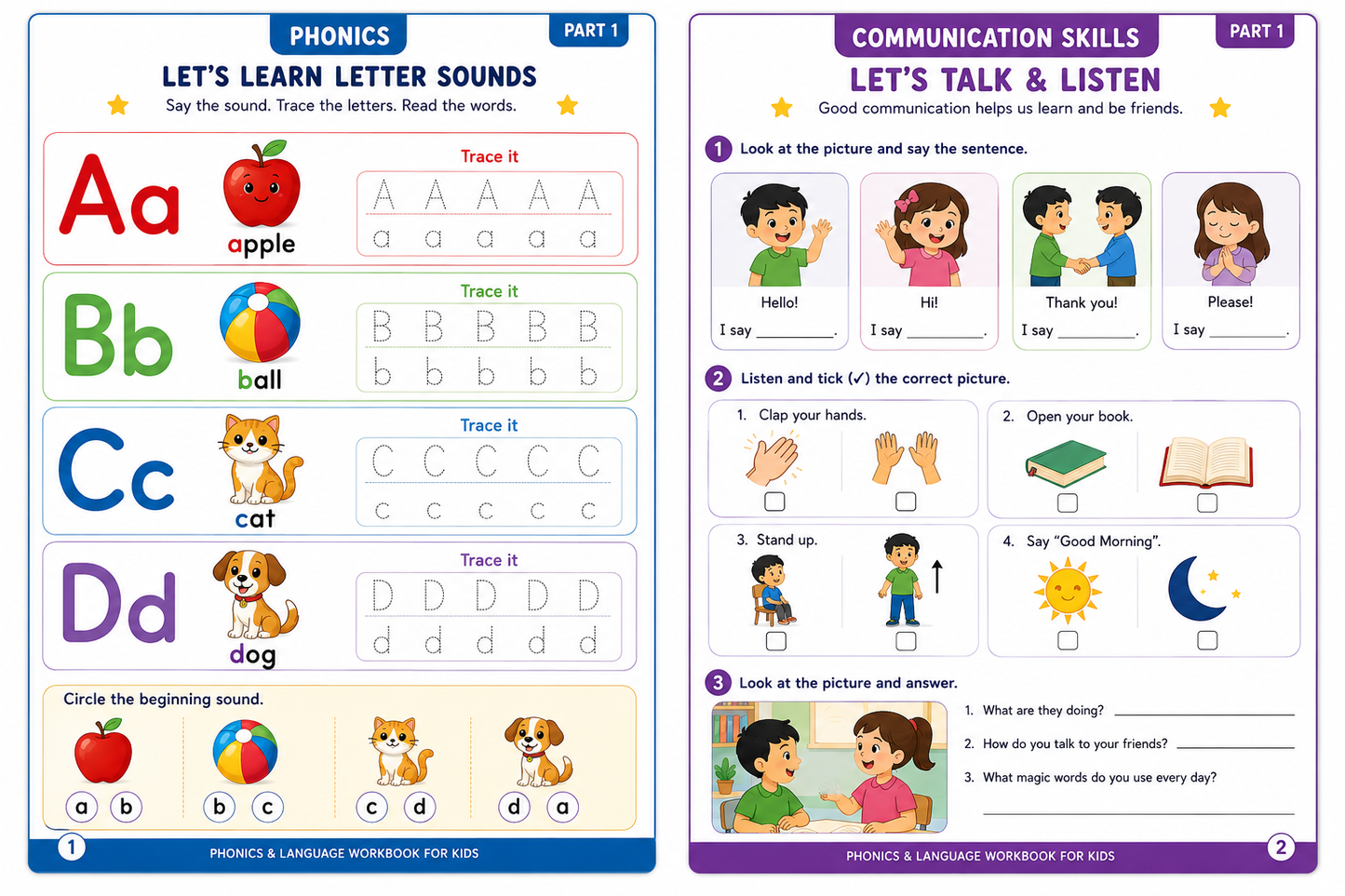 I Know My Jolly Phonics Part 1 – Phonics & Language Workbook for Kids (Ages 3-6)