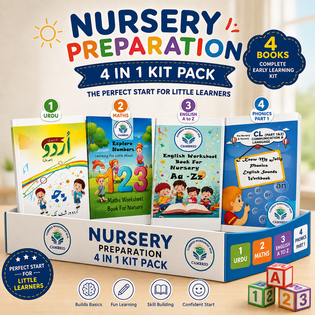 Nursery Kit Bundle — English, Urdu, Maths & Phonics Part 1 (4-in-1)