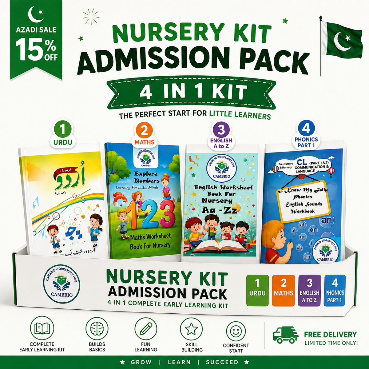 Nursery Kit Bundle English Urdu Maths and Phonics Part 1 4-in-1 pack
