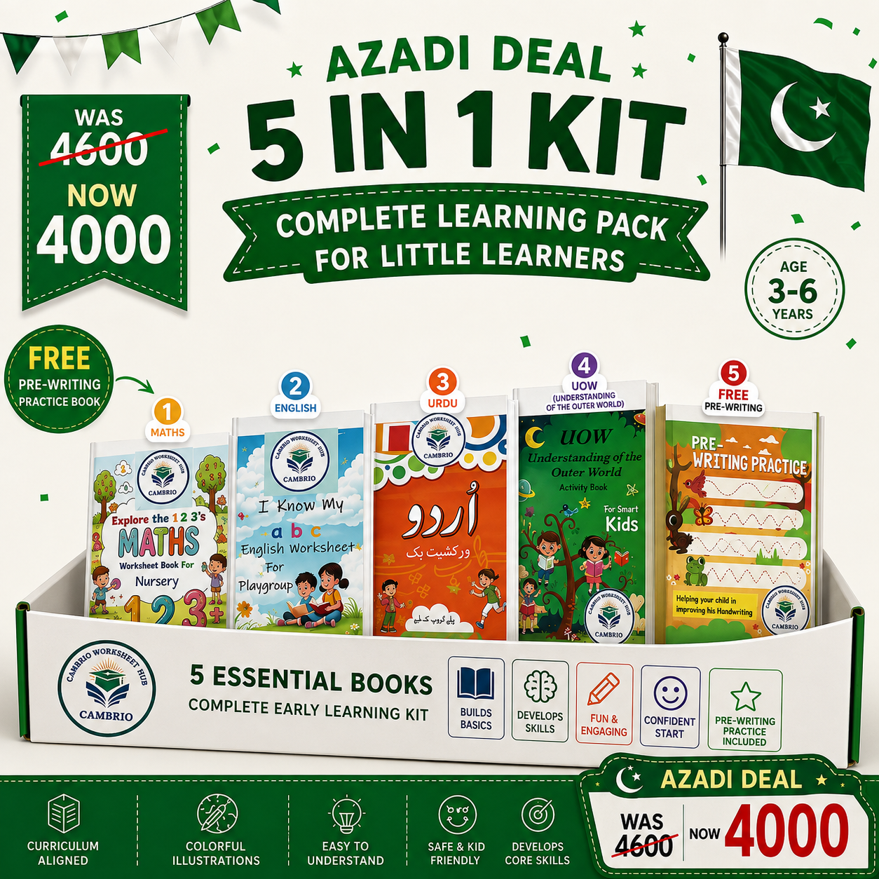 Play Group Admission Pack — 4-in-1 Kit Bundle (GK, English, Urdu, Maths & Pre-Writing)