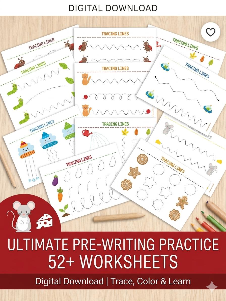 Pre -writing & Kids Tracing  Worksheets (Ages 2.5–3)