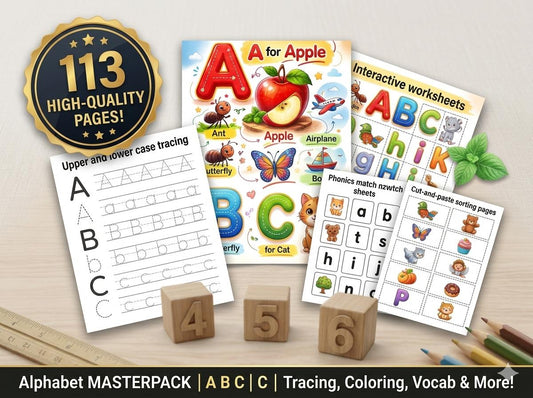 Nur- Eng alphabet worksheet a–z tracing upper lower case preschool workbook 3–5 years
